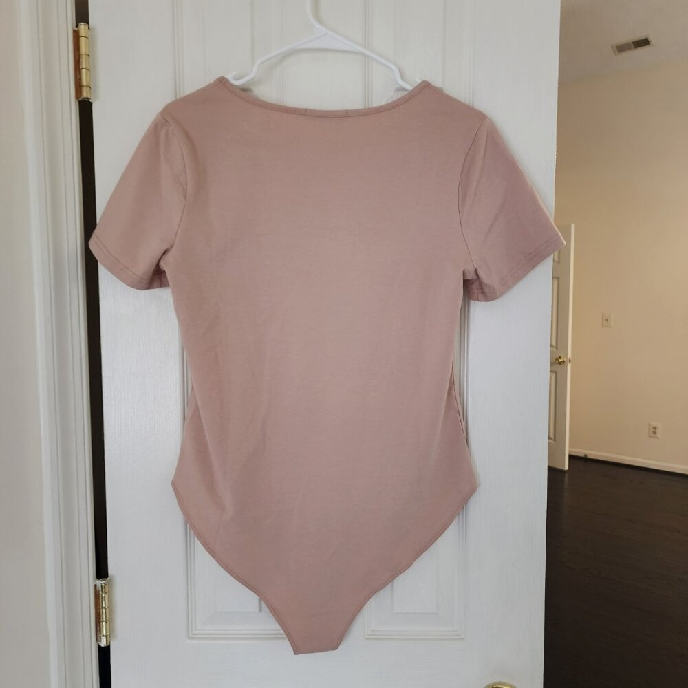 MANGOPOP Women's Square Neck Bodysuit Short Sleeve Shirt Tops |  XL - Picture 2 of 7